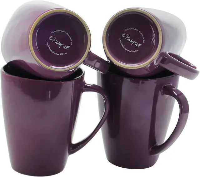 Alt view image 2 of 7 - Elama Mulberry 14 oz. Stoneware Mugs in Purple, Set of 6