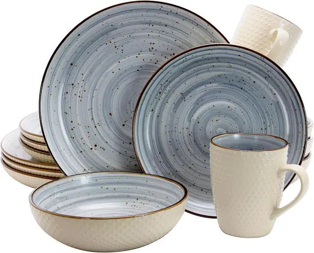 Main image of Elama Mellow 16-Piece Dinnerware Set in Powder Blue