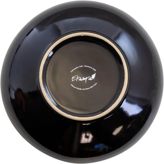 Alt view image 6 of 8 - Elama Midnight Beach 16 Piece Round Stoneware Dinnerware Set in Metallic Black