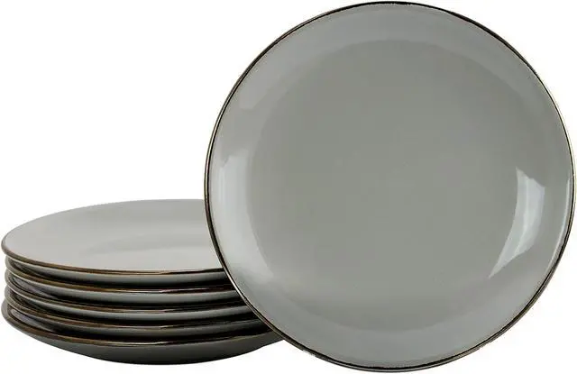 Main image of Elama Tahitian Sand 6-Piece Salad Plate Set, Light Grey