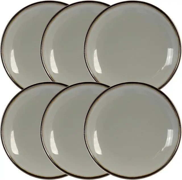 Alt view image 2 of 5 - Elama Tahitian Sand 6-Piece Salad Plate Set, Light Grey