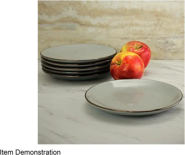 Alt view image 4 of 5 - Elama Tahitian Sand 6-Piece Salad Plate Set, Light Grey