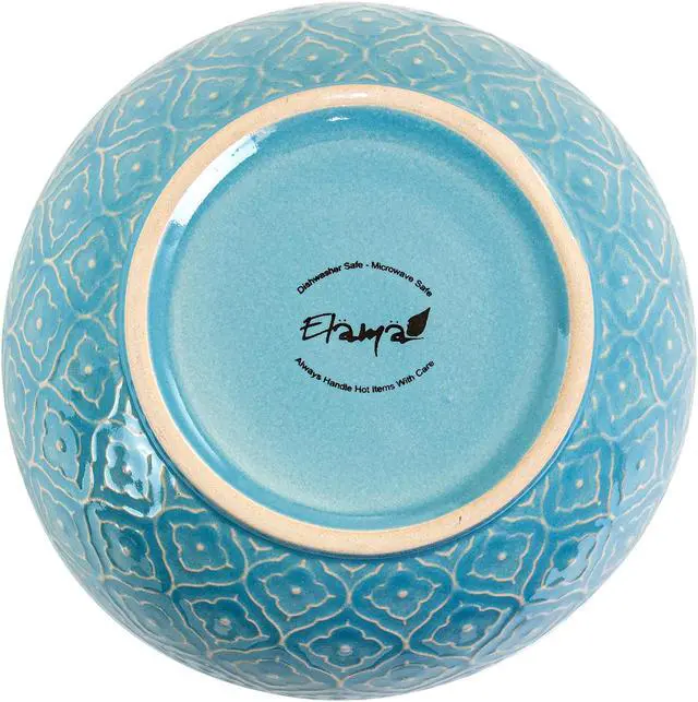 Alt view image 6 of 7 - Elama Aqua Lily 16 Piece Luxurious Stoneware Dinnerware with Complete Setting for 4