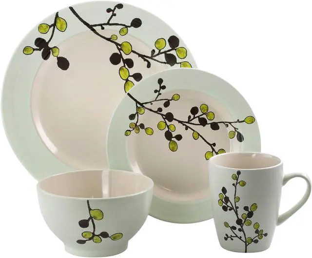 Alt view image 3 of 11 - Elama Retro Bloom 16 Piece Luxurious Stoneware Dinnerware with Complete Setting for 4