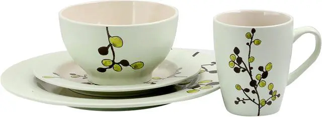 Alt view image 4 of 11 - Elama Retro Bloom 16 Piece Luxurious Stoneware Dinnerware with Complete Setting for 4