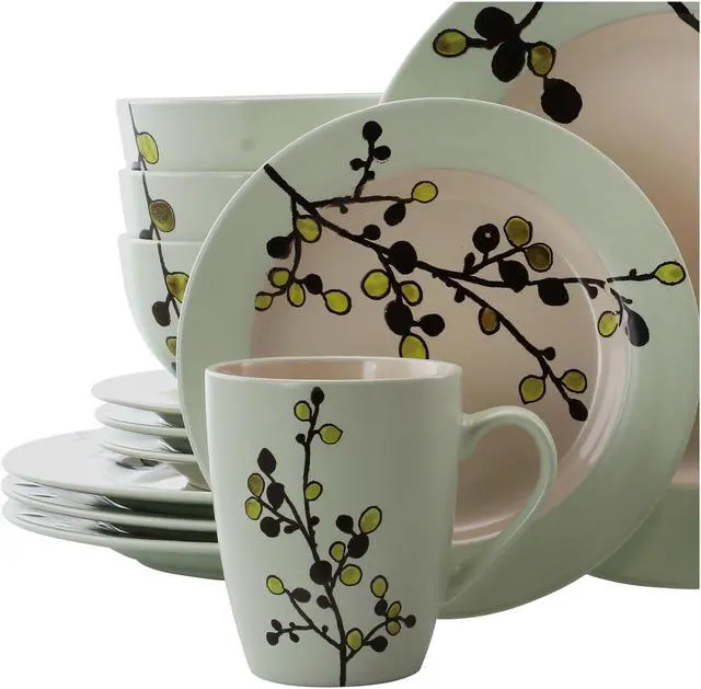 Alt view image 2 of 11 - Elama Retro Bloom 16 Piece Luxurious Stoneware Dinnerware with Complete Setting for 4