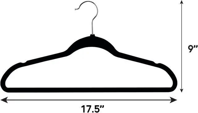 Alt view image 2 of 6 - Elama Home 50 Piece Flocked Velvet Clothes Hangers with Stainless Steel Swivel Hooks in BlackHANGER50PIECEBLACK