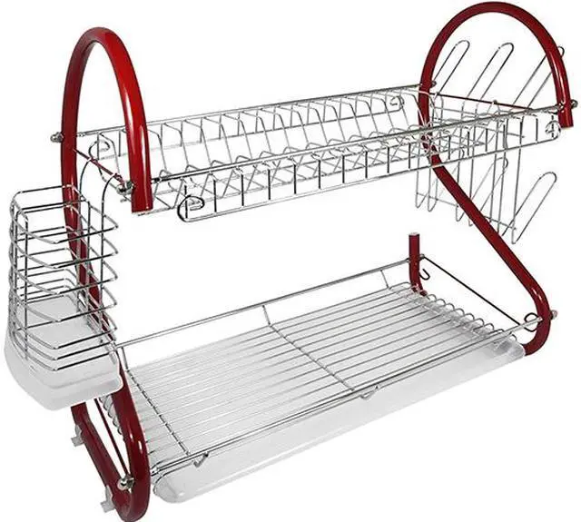 Main image of Better Chef 16-Inch, 2-Tier, Chrome Plated Dishrack in Red