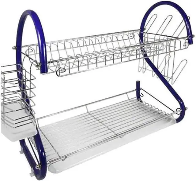 Main image of Better Chef 16-Inch, 2-Tier, Chrome Plated Dishrack in Blue