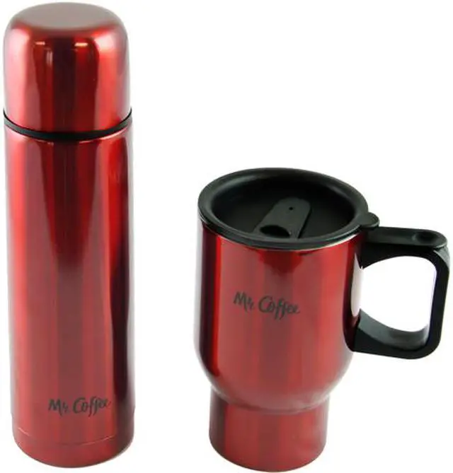 Main image of Mr Coffee 108165.02 Javeline 2 Piece Thermos & Thermal Travel Mug Gift Set, Red Metallic Stainless Steel