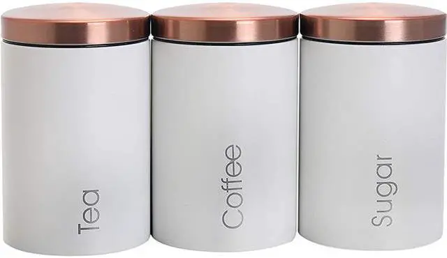 Main image of MegaChef Essential Kitchen Storage 3 Piece Labeled Canister Set in Matte White