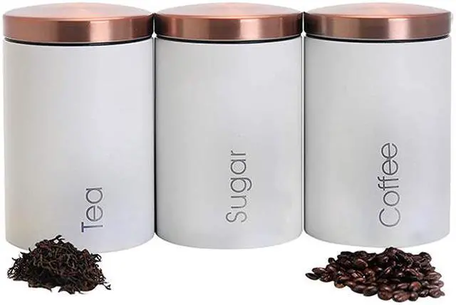 Alt view image 3 of 4 - MegaChef Essential Kitchen Storage 3 Piece Labeled Canister Set in Matte White