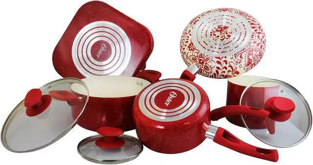 Alt view image 2 of 4 - Oster San Jacinto 9 Piece Cookware Set - Red Speckle - Aluminum - 2.5/2.1/2.0 mm - GBX