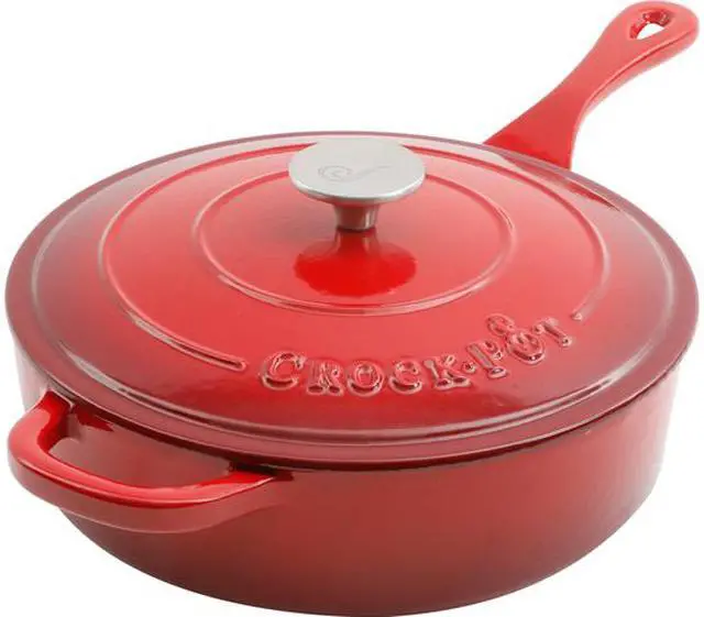 Main image of Crock Pot Artisan 3.5 Quarts Enameled Cast Iron Deep Sauté Pan, Scarlet Red