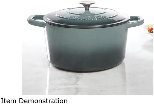 Alt view image 2 of 3 - Crock Pot 69143.02 Artisan 7 Quart Enameled Cast Iron Round Dutch Oven, Slate Gray