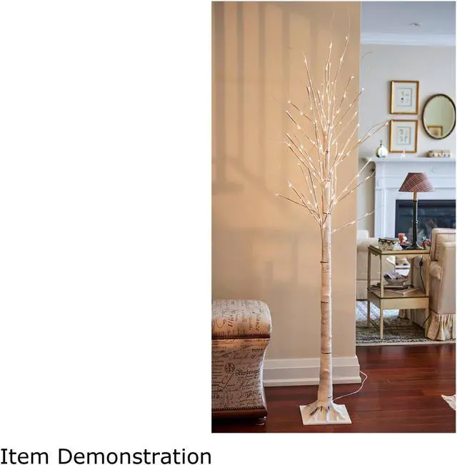 Alt view image 4 of 5 - Birch Tree On Metal Base In/Outdoor 120 LED 83 Inch High with 8 Lighting Modes