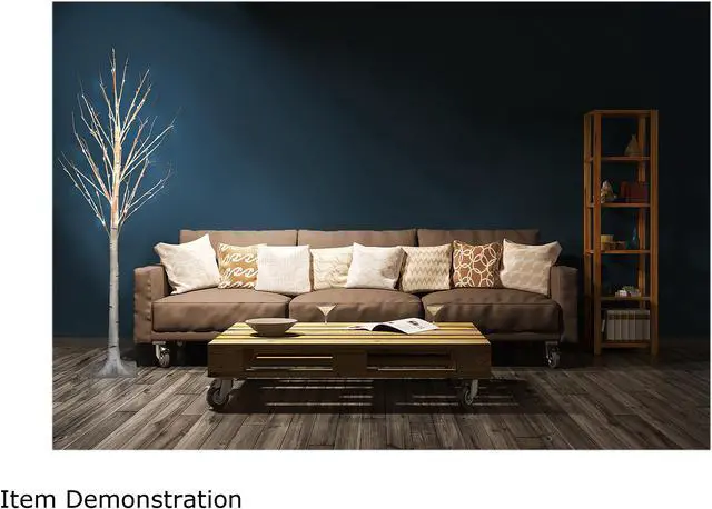 Alt view image 5 of 5 - Birch Tree On Metal Base In/Outdoor 120 LED 83 Inch High with 8 Lighting Modes