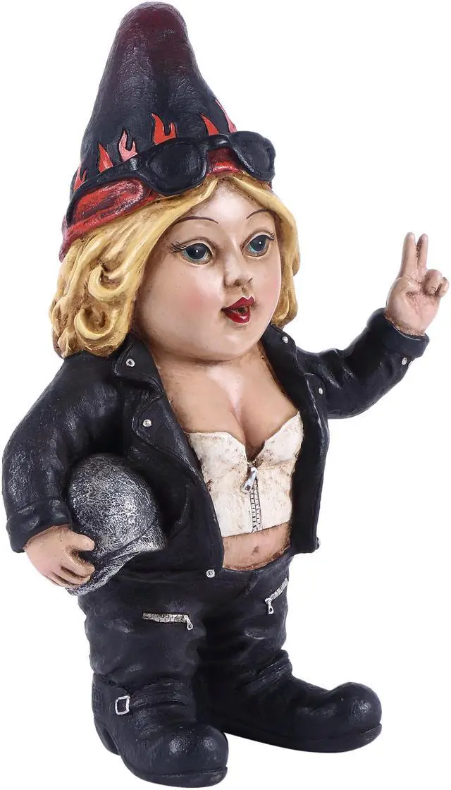 Alt view image 2 of 6 - Hi-Line Gift Female Biker Gnome with Helmet - Gnomad