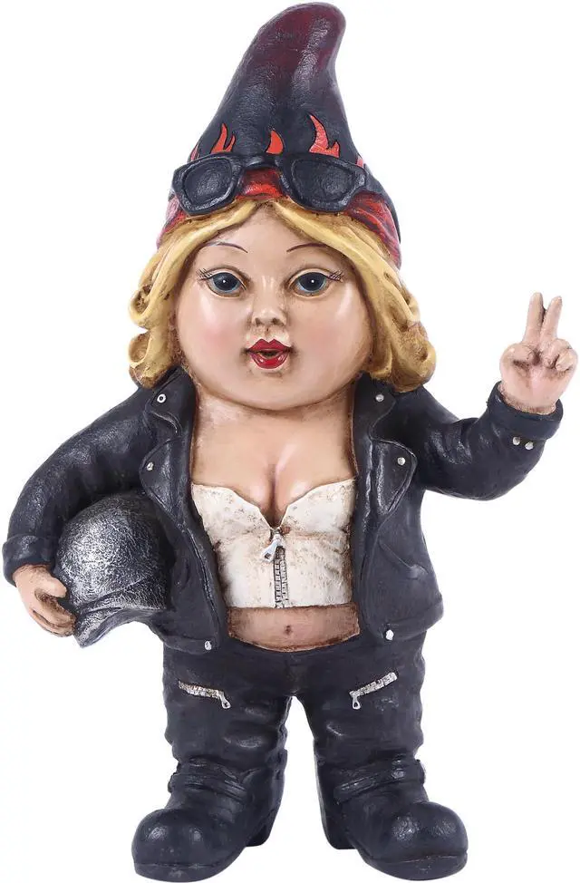 Main image of Hi-Line Gift Female Biker Gnome with Helmet - Gnomad