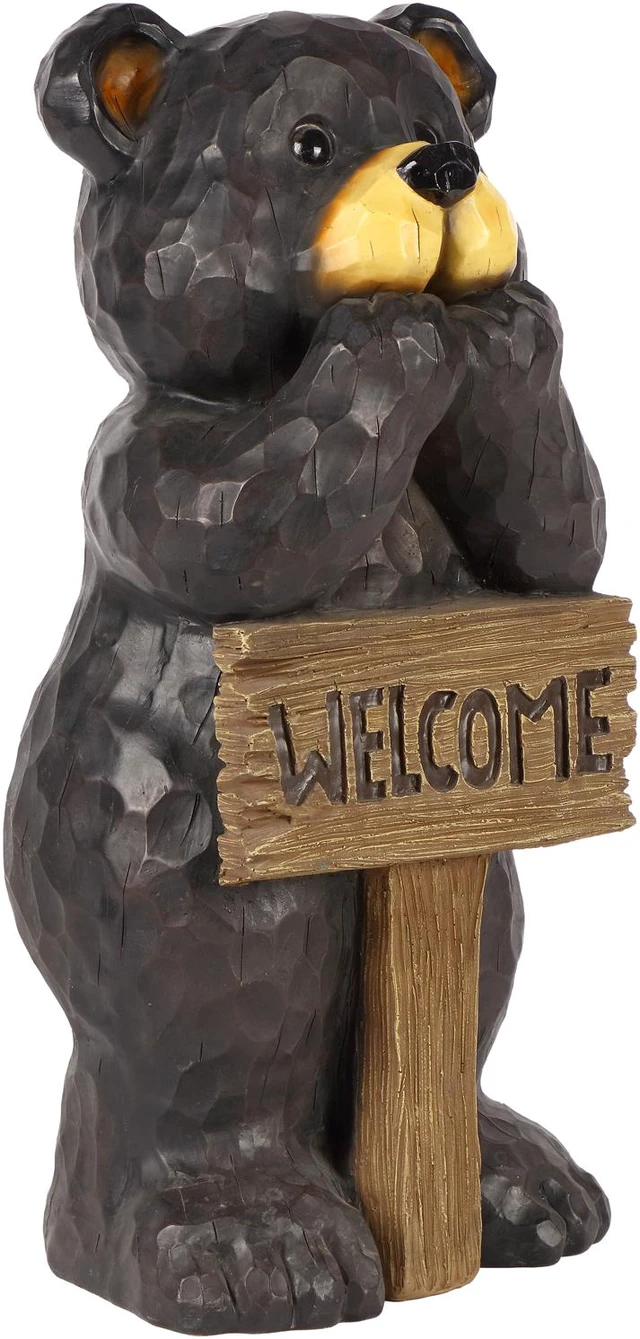 Alt view image 2 of 6 - Hi-Line Gift Bear Leans On Welcome Sign
