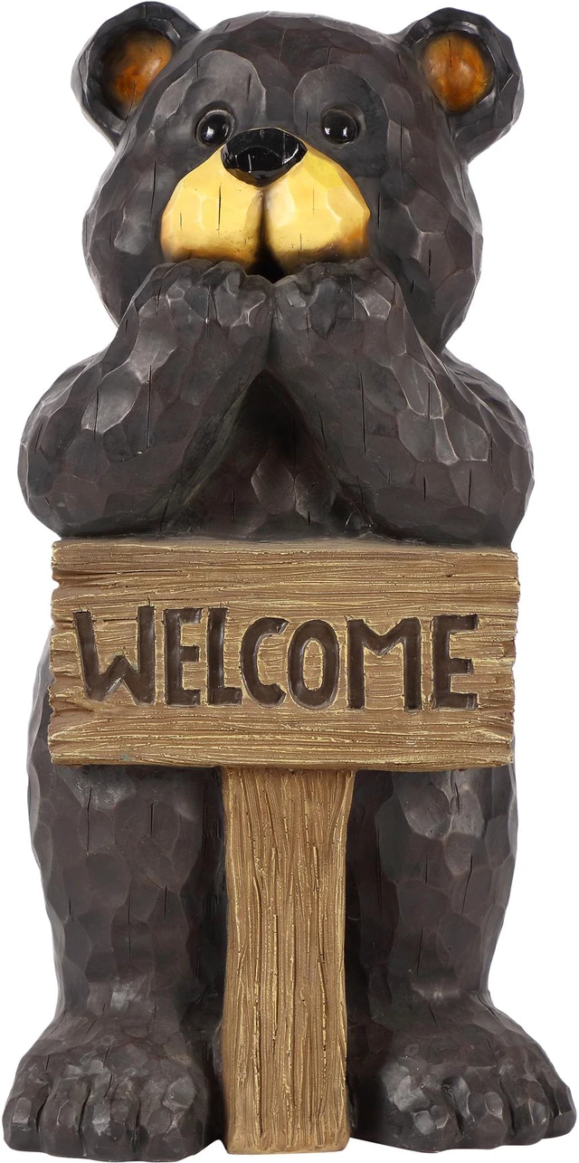 Main image of Hi-Line Gift Bear Leans On Welcome Sign
