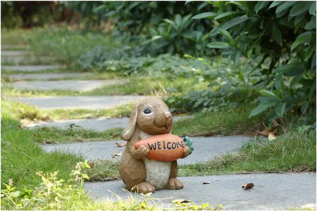 Alt view image 8 of 8 - Hi-Line Gift Rabbit Holdng Carrot Welcome Sign