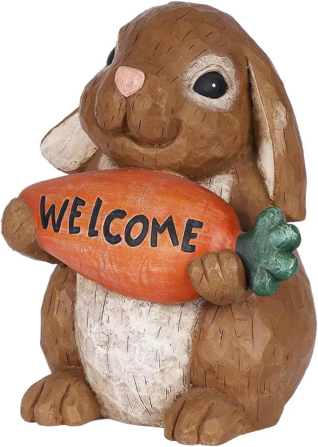 Alt view image 2 of 8 - Hi-Line Gift Rabbit Holdng Carrot Welcome Sign
