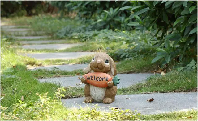 Alt view image 7 of 8 - Hi-Line Gift Rabbit Holdng Carrot Welcome Sign