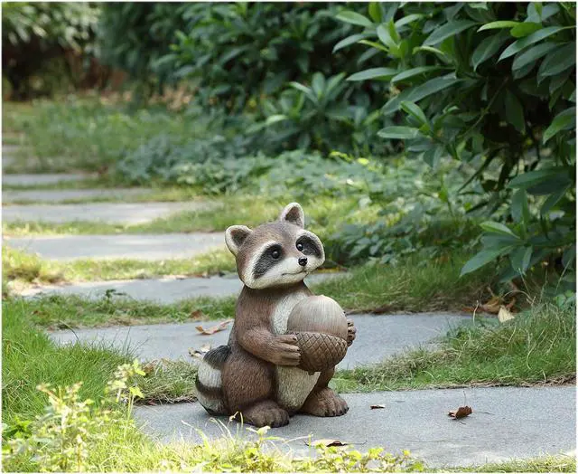 Alt view image 7 of 9 - Hi-Line Gift Racoon Holding Acorn