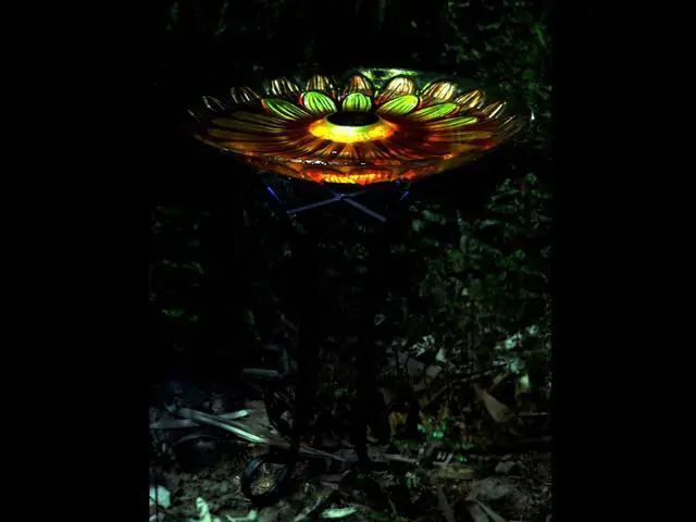 Alt view image 6 of 6 - Hi-Line Gift LED Solar Floral Glass Bird Bath with Stand