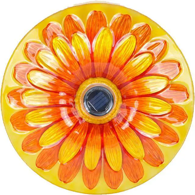 Alt view image 2 of 6 - Hi-Line Gift LED Solar Floral Glass Bird Bath with Stand