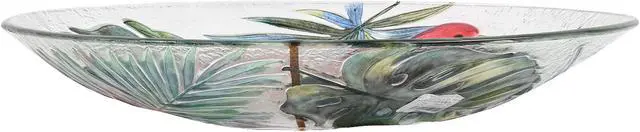 Alt view image 5 of 6 - Hi-Line Gift LED Solar Verdant Glass Bird Bath with Stand - Flamingo