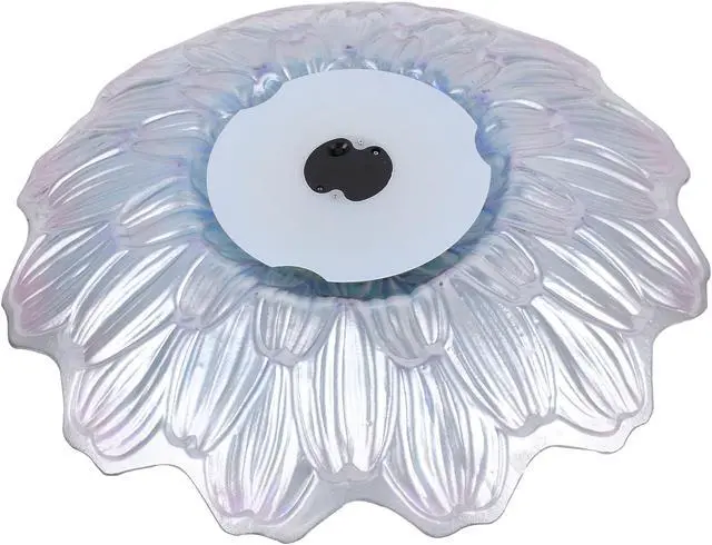 Alt view image 5 of 7 - Hi-Line Gift LED Solar Floral Glass Bird Bath with Stand - Purple & Purple Dahlia