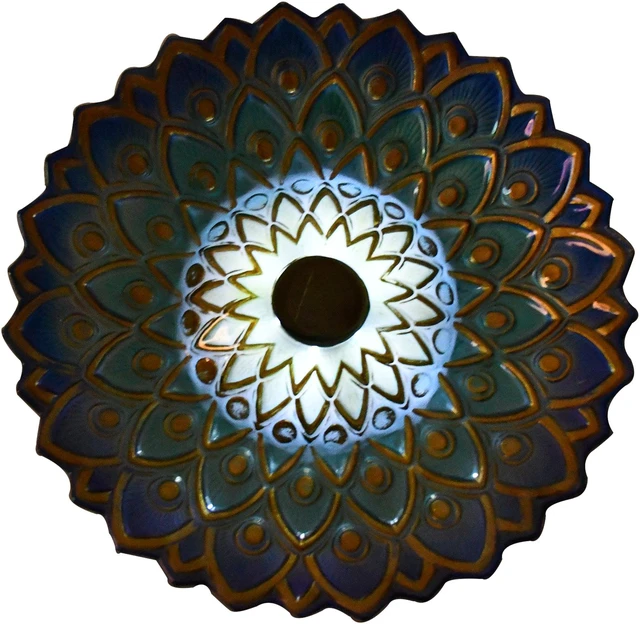 Alt view image 5 of 6 - Hi-Line Gift LED Solar Peacock Blue Geometric Glass Bird Bath with Stand