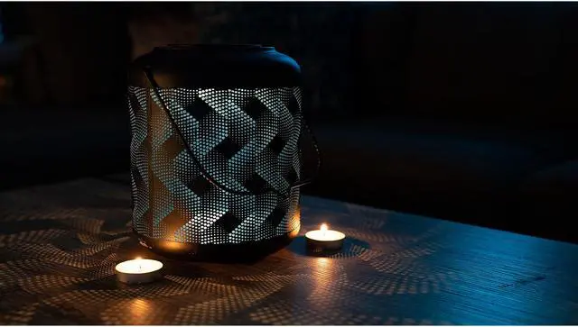 Alt view image 2 of 2 - Hi-Line Gift LED Solar Wave Metal Lantern