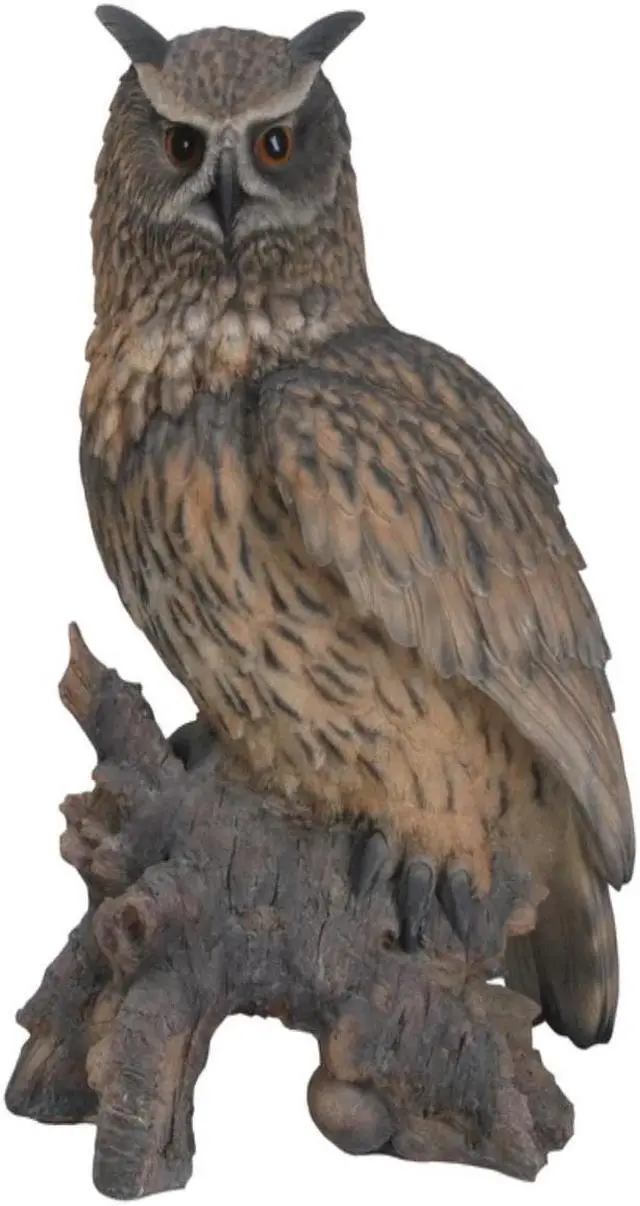 Main image of Hi-Line Gift Eagle Owl On Stump Statue