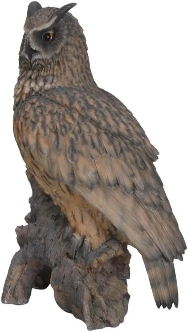 Alt view image 3 of 3 - Hi-Line Gift Eagle Owl On Stump Statue