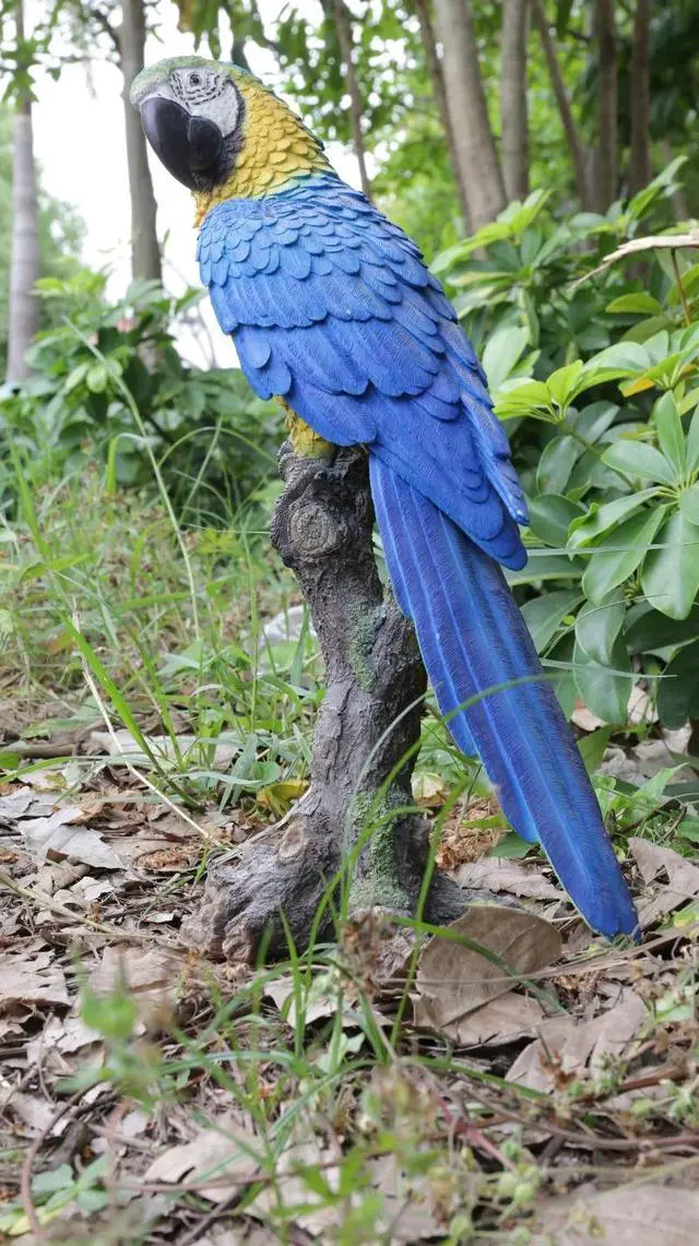 Main image of Hi-Line Gift Blue & Yellow Parrot On Branch Statue
