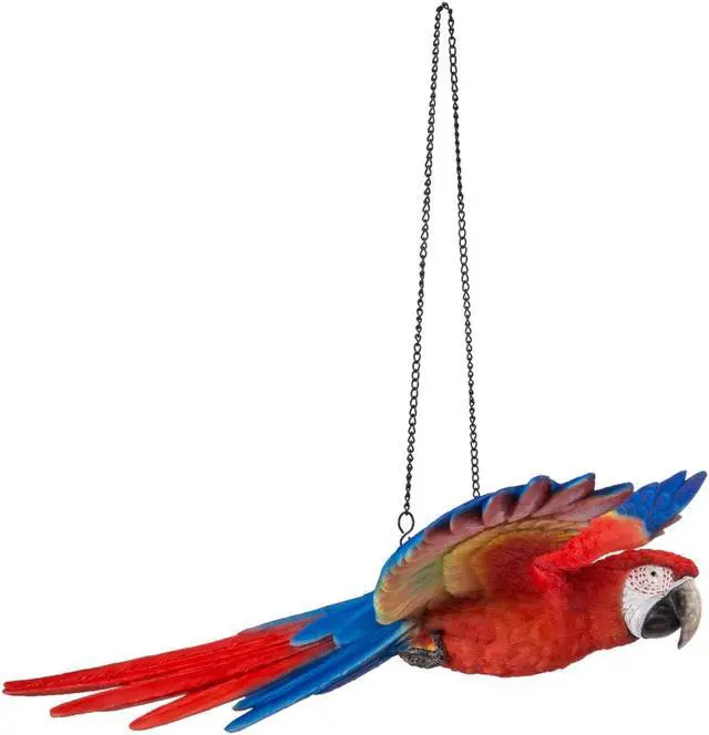 Alt view image 2 of 2 - Hi-Line Gift Scarlet Parrot Flying Statue