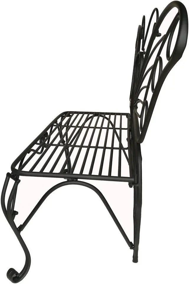 Alt view image 2 of 4 - Hi-Line Gift Antique Black Metal Butterfly Bench