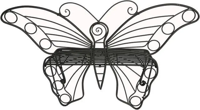 Alt view image 3 of 4 - Hi-Line Gift Antique Black Metal Butterfly Bench