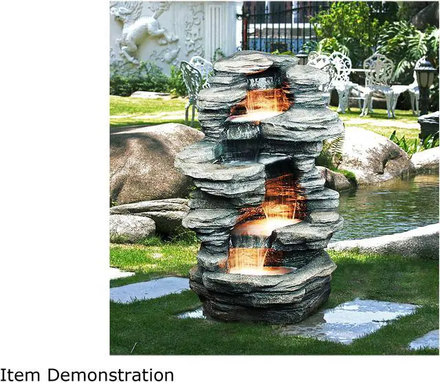 Alt view image 2 of 2 - Hi-Line Gift Rock Level Fountain with Halogen Light