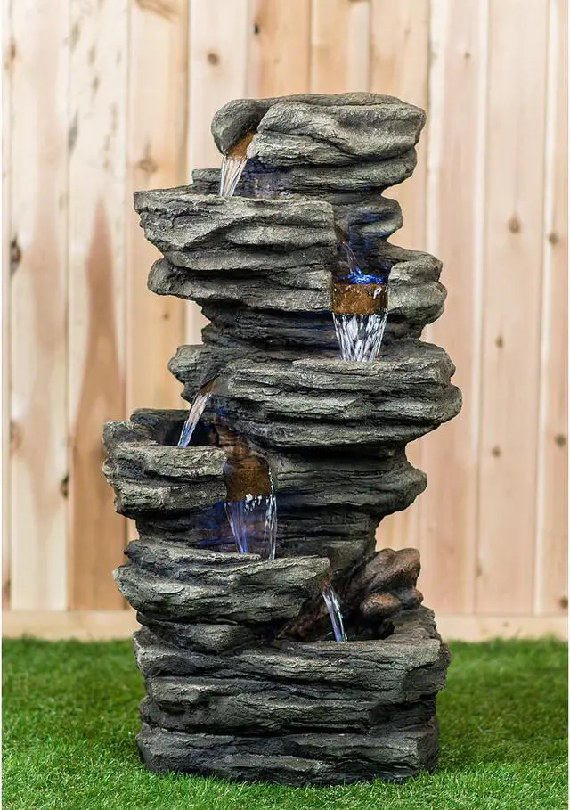 Alt view image 8 of 8 - Hi-Line Gift LED Level Slate Stone Fountain