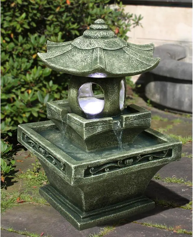 Alt view image 3 of 3 - Hi-Line Gift Pagoda Lantern Fountain with Light