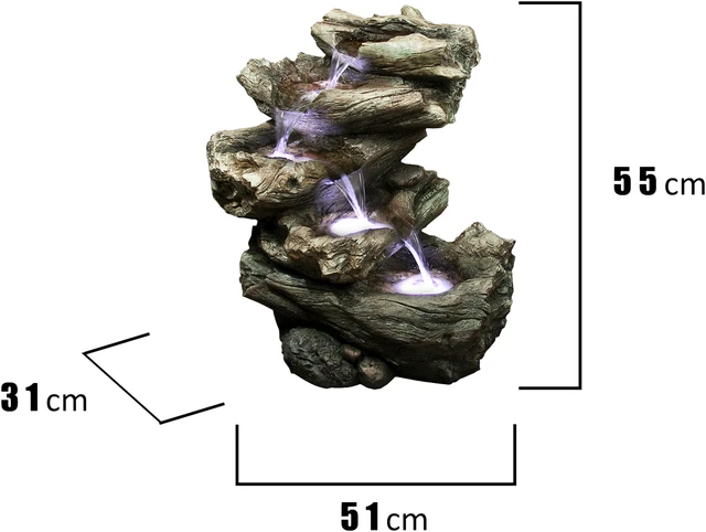 Alt view image 6 of 7 - Hi-Line Gift 4 Level Logs Fountain with LED