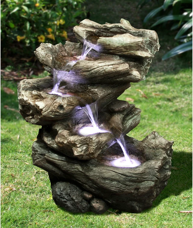 Alt view image 7 of 7 - Hi-Line Gift 4 Level Logs Fountain with LED
