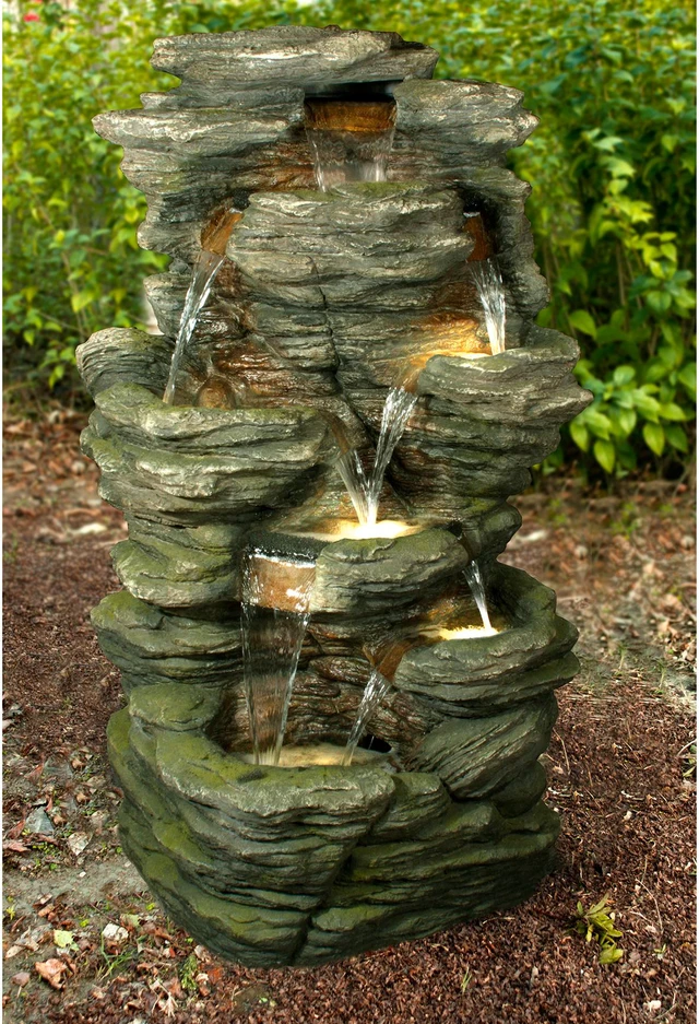 Alt view image 6 of 6 - Hi-Line Gift LED Rock Multi Level Fountain