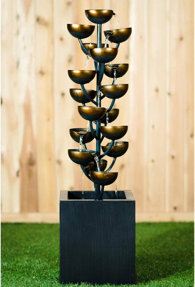 Alt view image 4 of 4 - Hi-Line Gift Multi Level Zinc Metal Stacked Cups Fountain