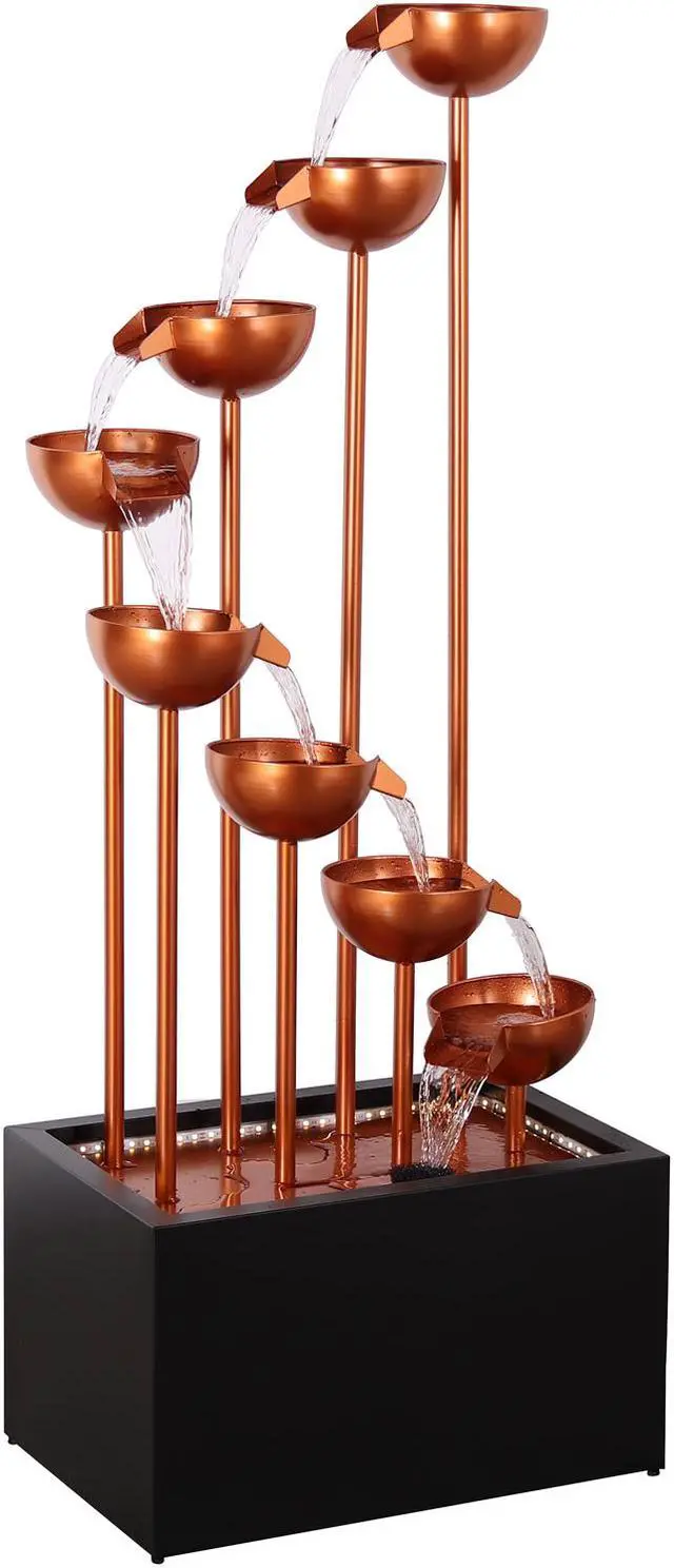 Alt view image 3 of 3 - Hi-Line Gift LED Zinc Metal 8 Cups Fountain