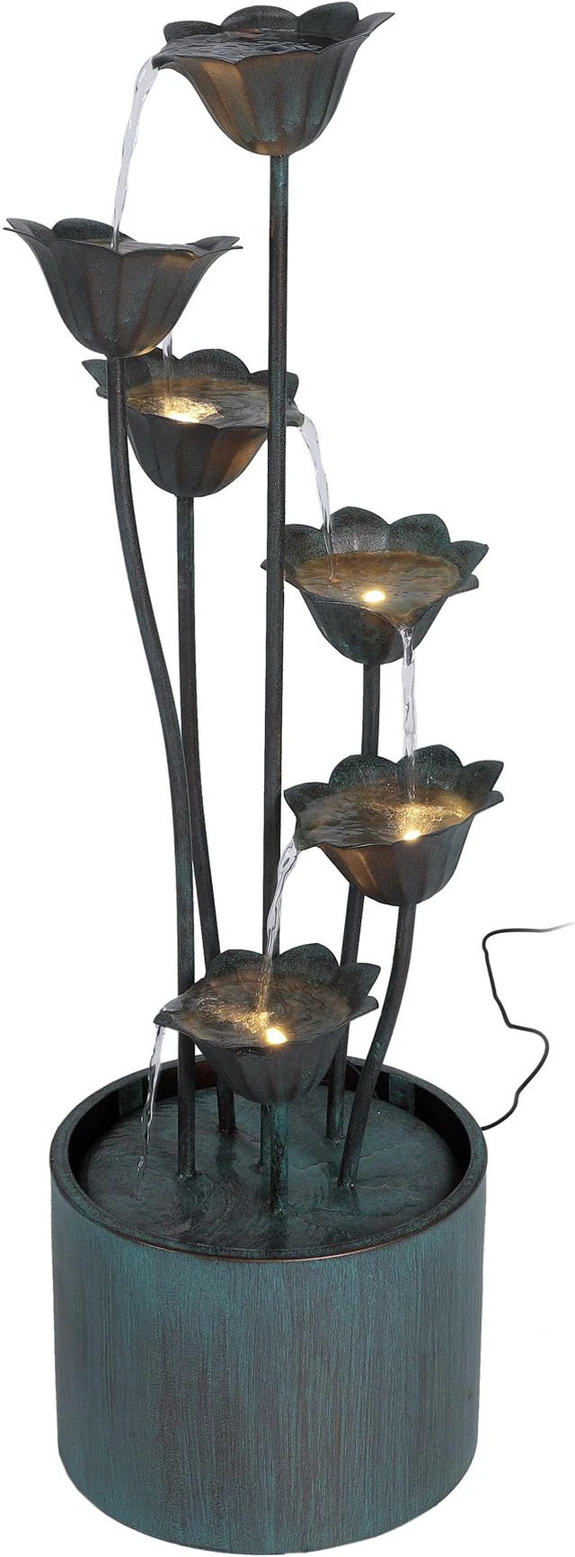Main image of Hi-Line Gift LED Metal Lily Flower Pouring Into Bucket Fountain